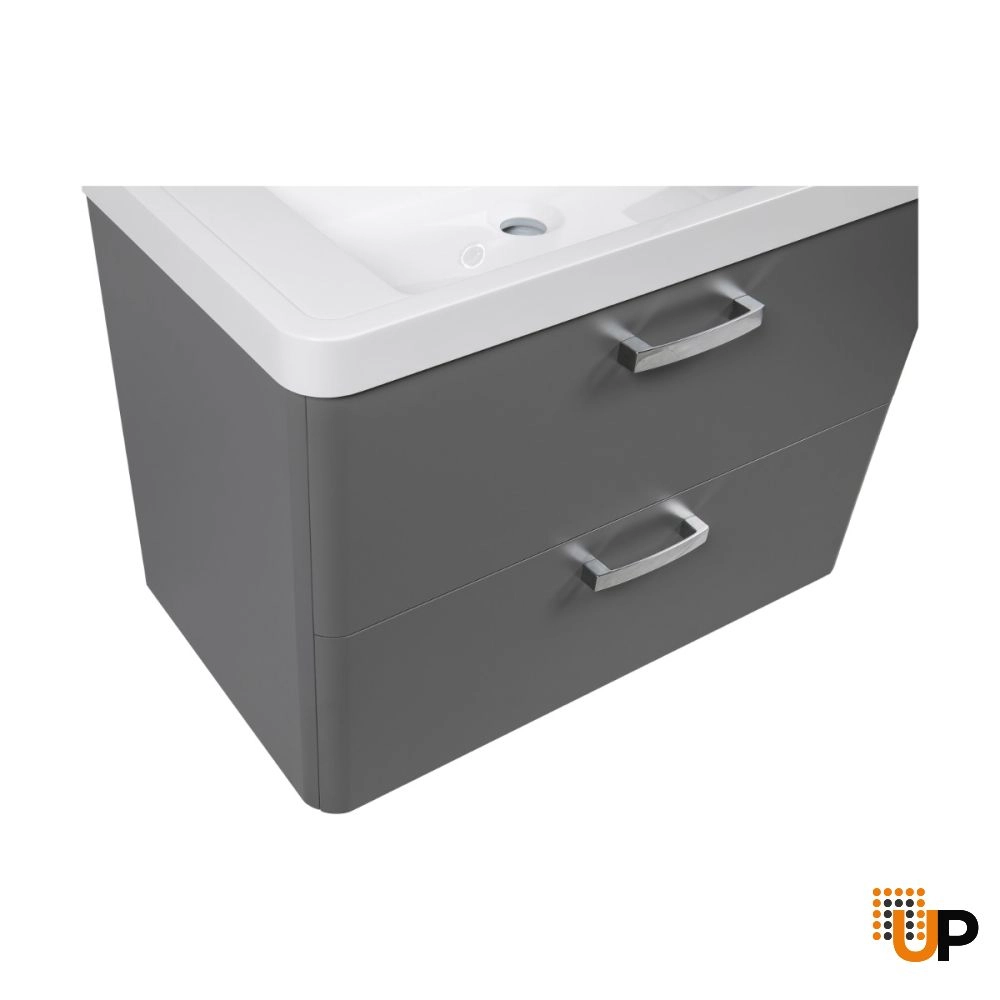 Modern Wall-Mounted Bathroom Vanity with Washbasin | Fiona Gray Matte Collection | Non-Toxic Fire-Resistant MDF-30" photo#6
