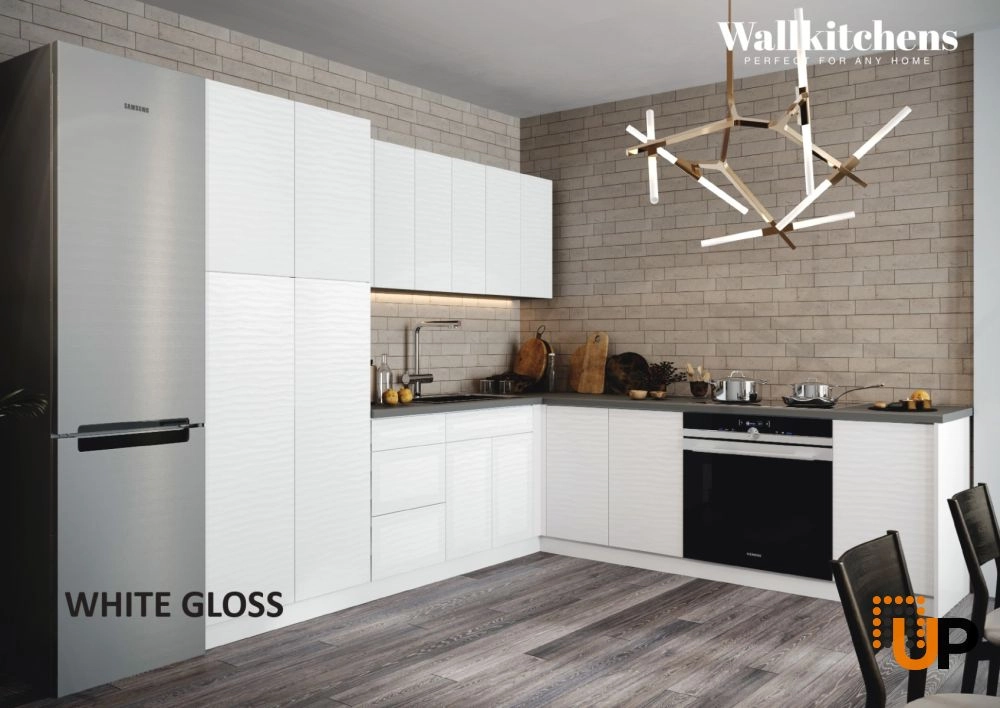 Kitchen Sofi Collection White Color 3D Surface Base Size 9Ft Wide photo#2
