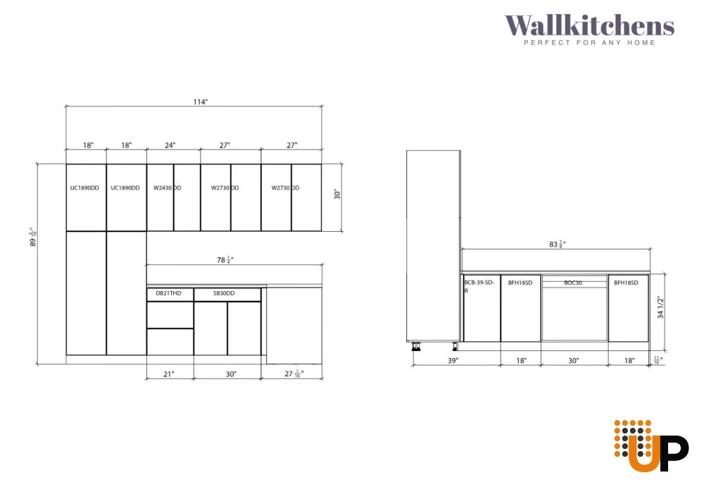 Kitchen Sofi Collection White Color 3D Surface Base Size 9Ft Wide photo#5