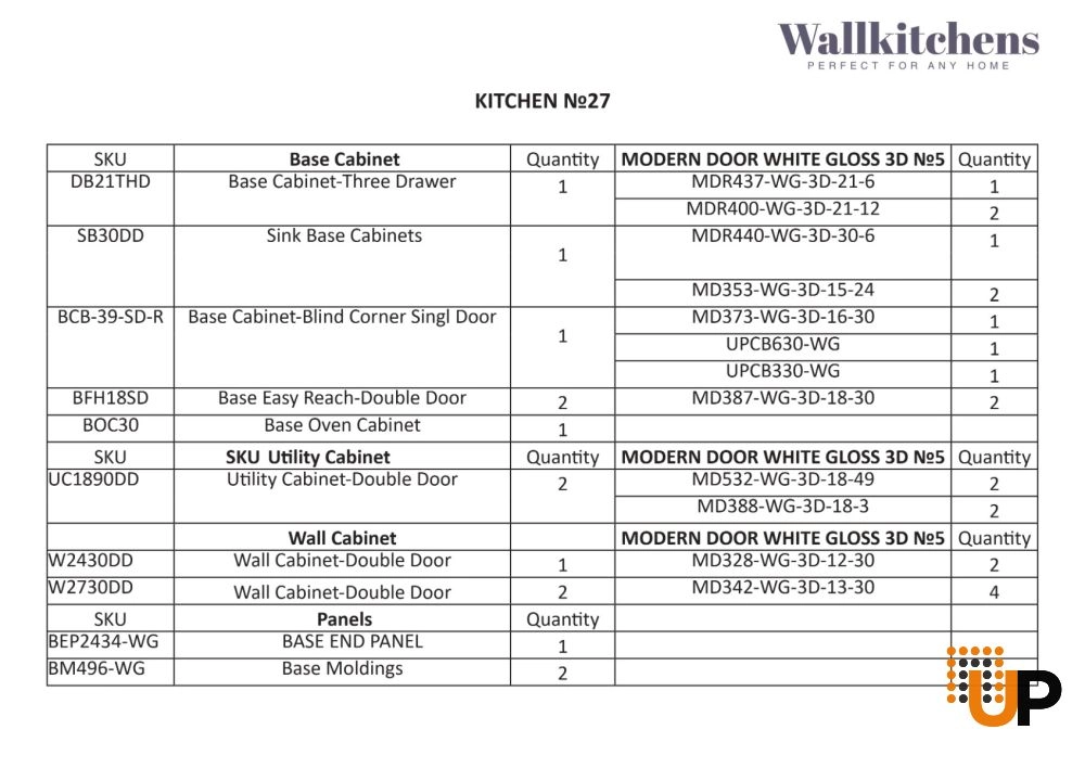 Kitchen Sofi Collection White Color 3D Surface Base Size 9Ft Wide photo#7