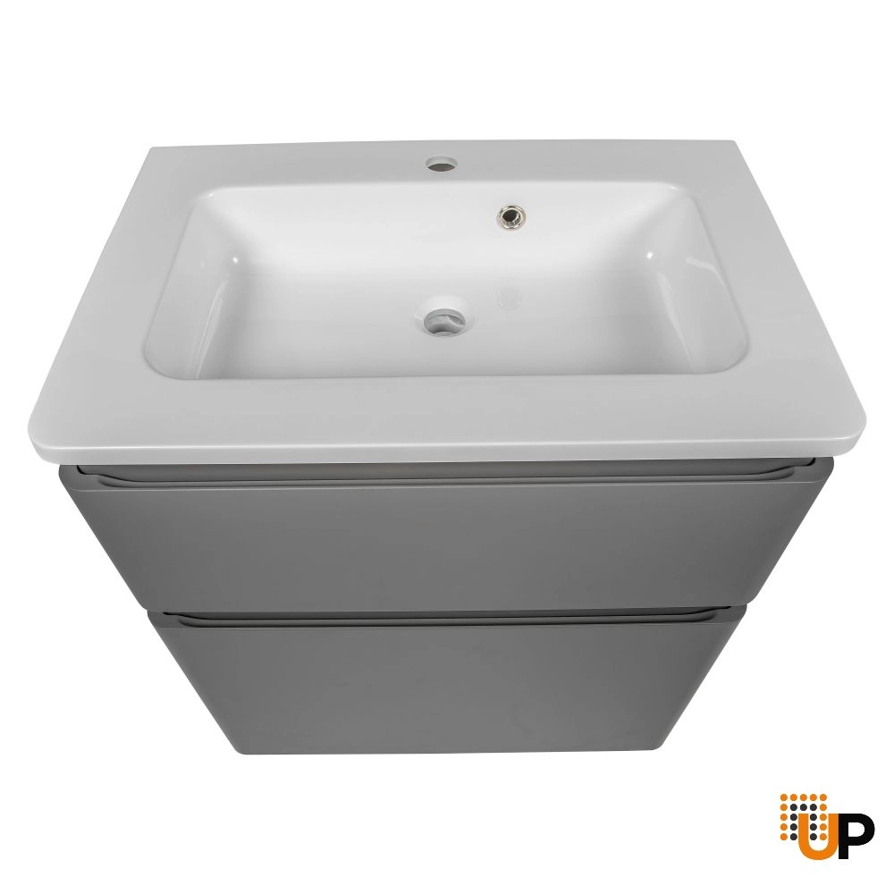 Modern Free Standing Bathroom Vanity with Washbasin | Comfort Gray Matte Collection | Non-Toxic Fire-Resistant MDF-28" photo#5