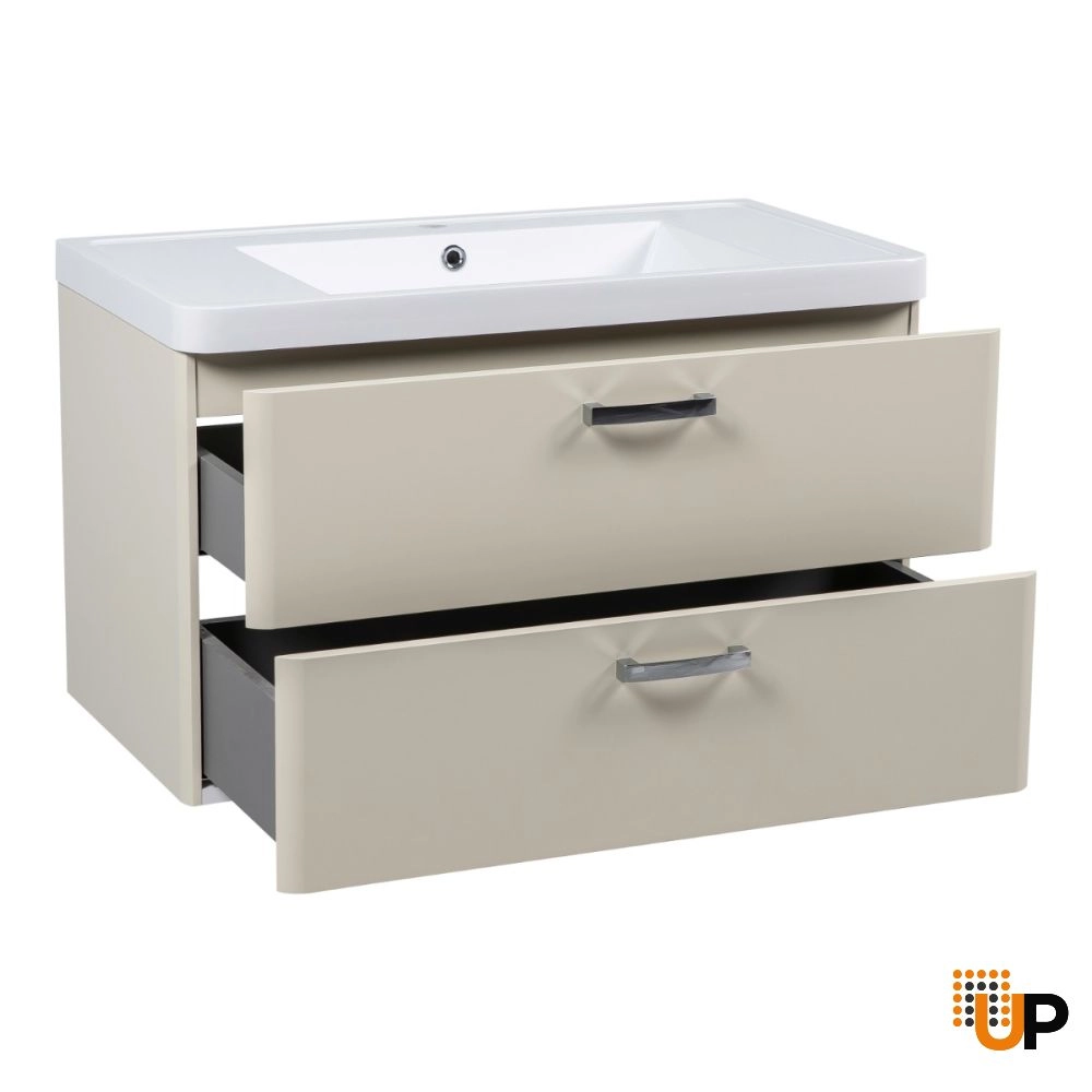 Modern Wall-Mounted Bathroom Vanity with Washbasin | Fiona Beige Matte Collection | Non-Toxic Fire-Resistant MDF-36" photo#3