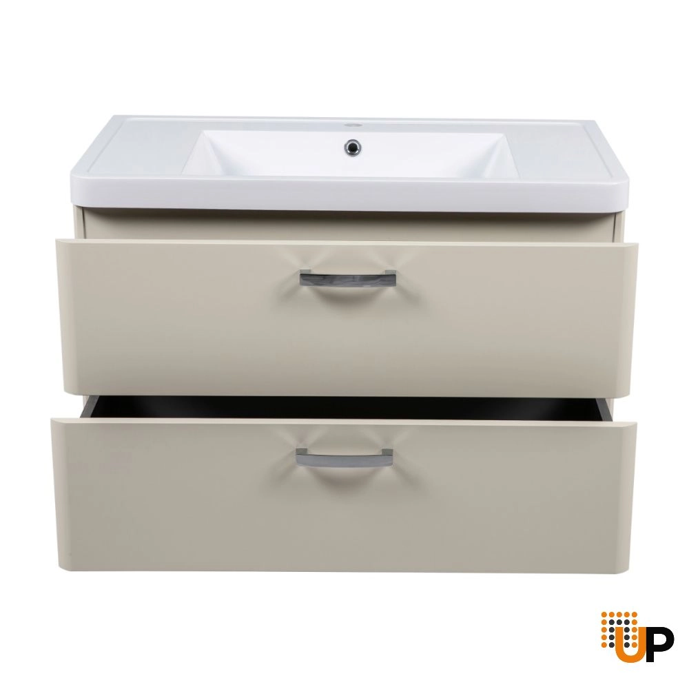 Modern Wall-Mounted Bathroom Vanity with Washbasin | Fiona Beige Matte Collection | Non-Toxic Fire-Resistant MDF-36" photo#4