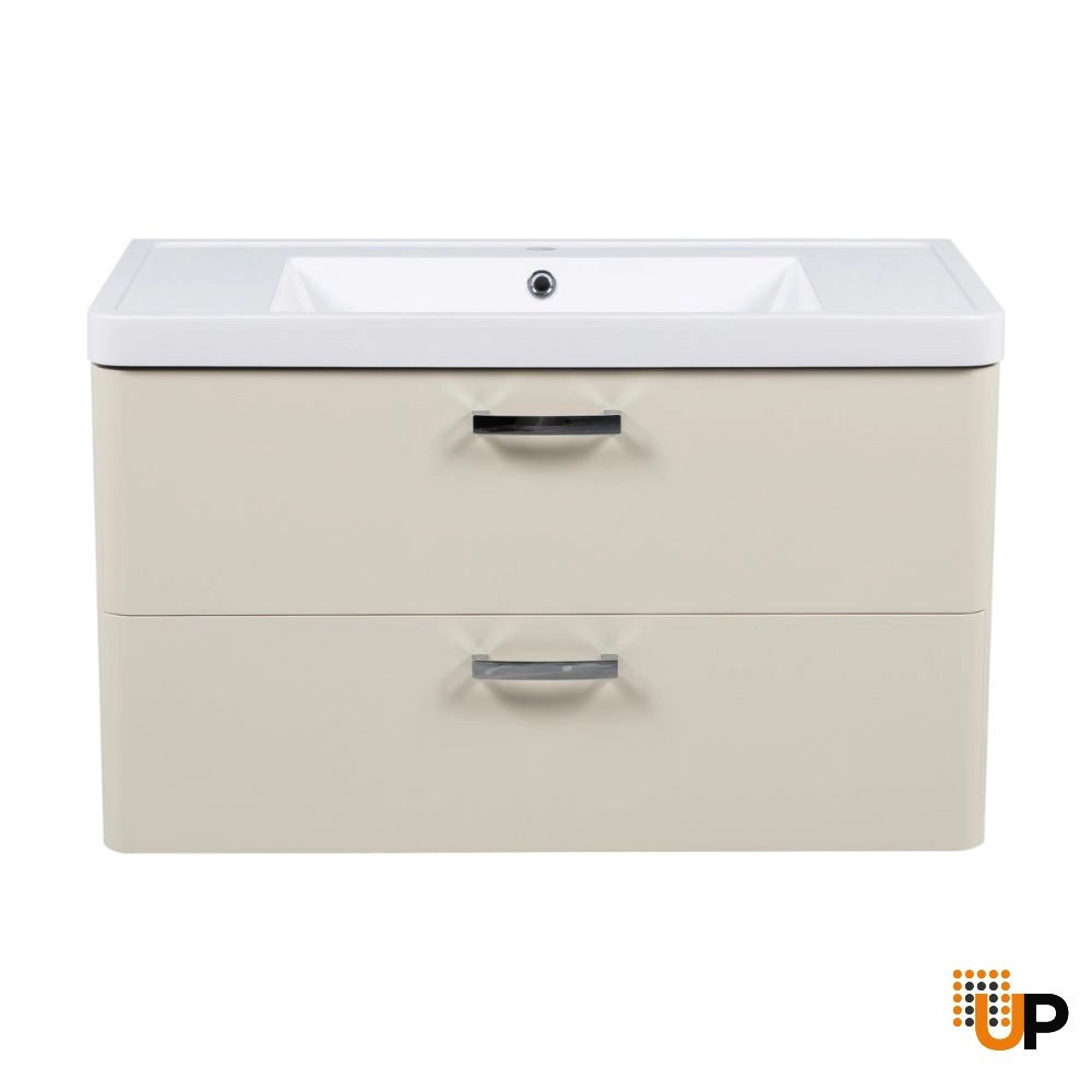Modern Wall-Mounted Bathroom Vanity with Washbasin | Fiona Beige Matte Collection | Non-Toxic Fire-Resistant MDF-36" photo#5