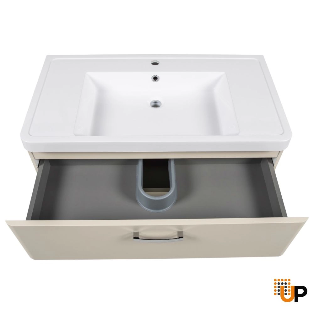 Modern Wall-Mounted Bathroom Vanity with Washbasin | Fiona Beige Matte Collection | Non-Toxic Fire-Resistant MDF-36" photo#6