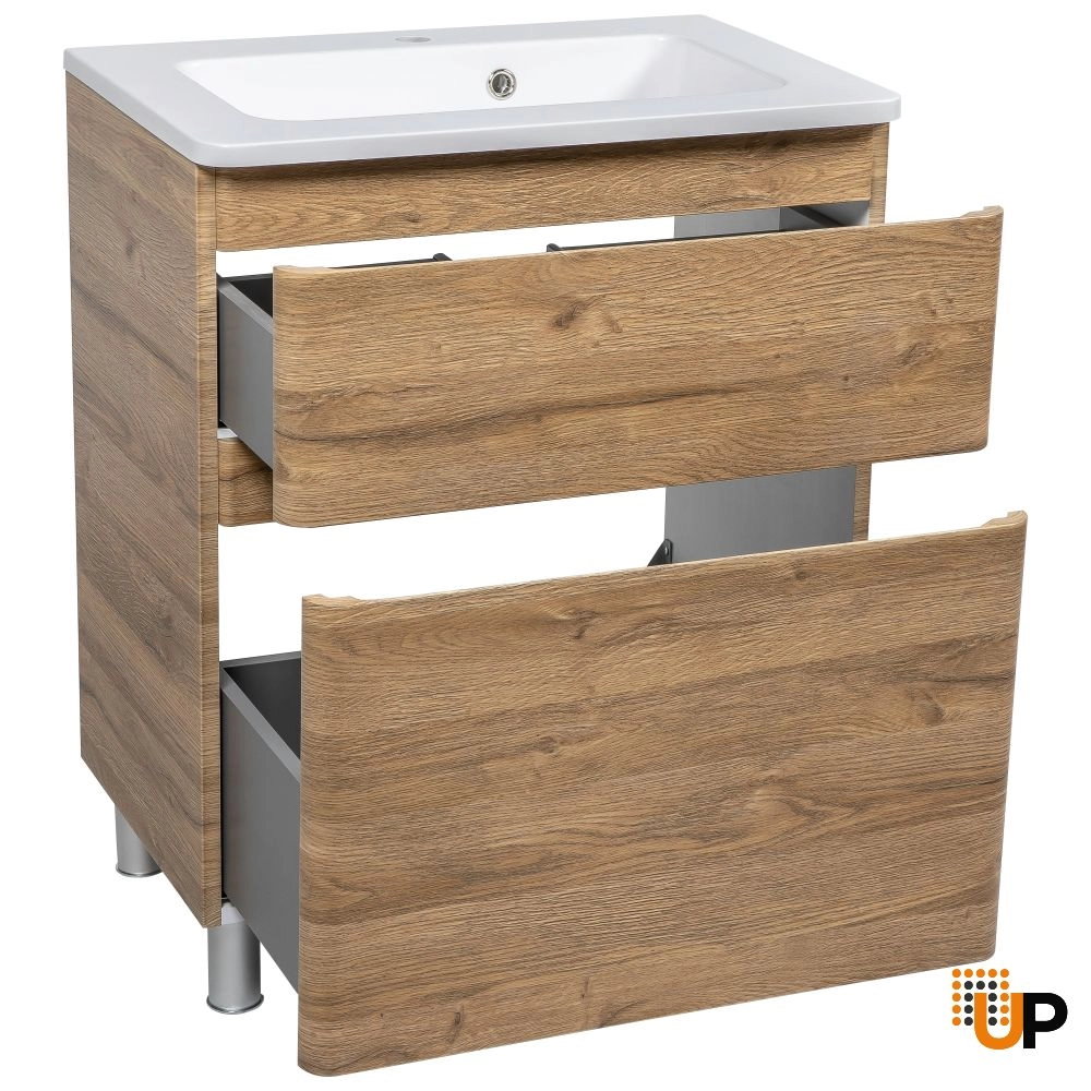 Modern Free Standing Bathroom Vanity with Washbasin | Comfort Teak Natural Collection | Non-Toxic Fire-Resistant MDF-28" photo#3