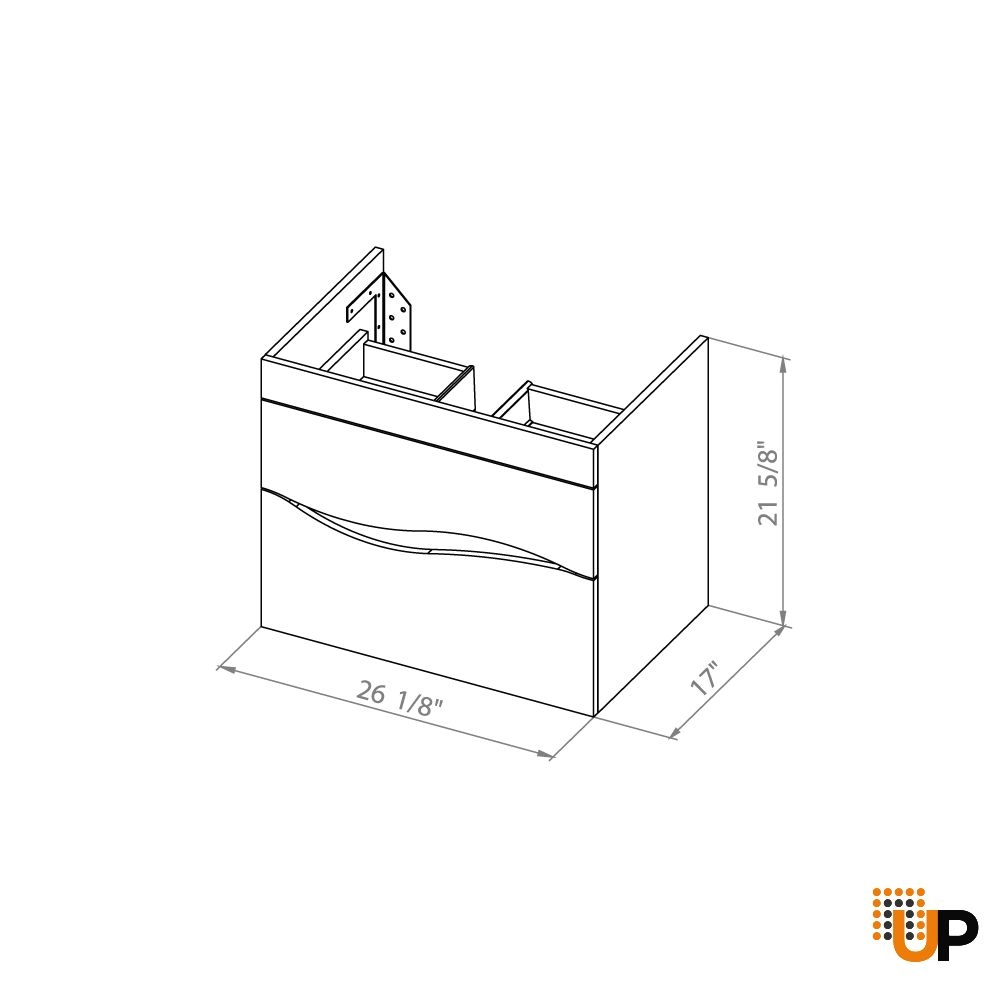 Modern Wall-Mounted Bathroom Vanity with Washbasin | Wave Rosewood Collection | Non-Toxic Fire-Resistant MDF-28" photo#7