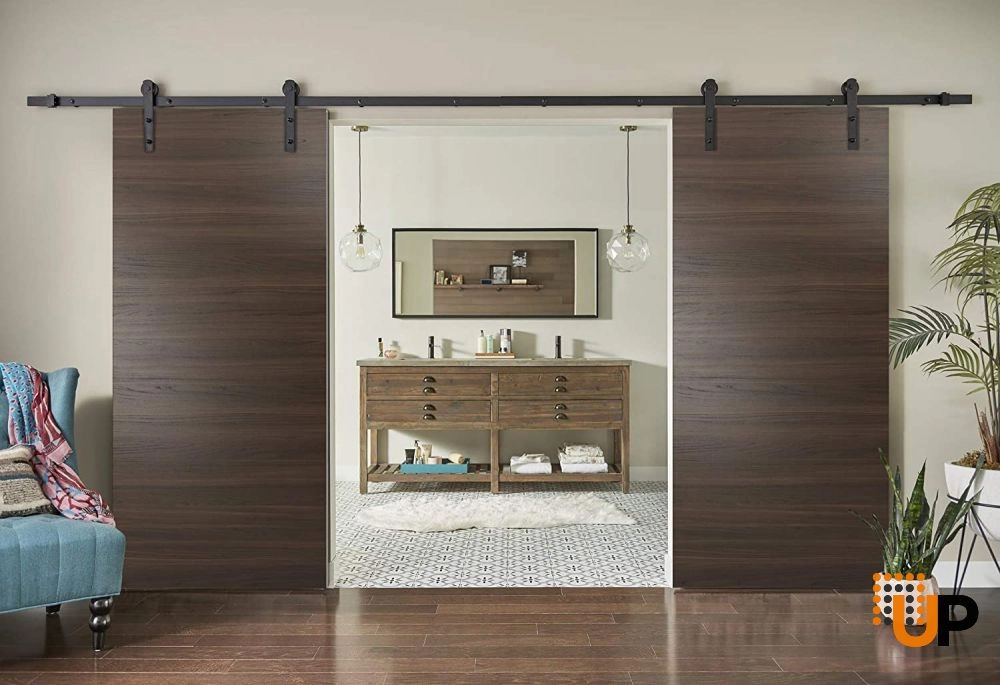 Double solid wood with honeycomb sliding french interior barn double door | Planum 0010 Chocolate Ash | 36 x 80 (2* 18x80) photo#2