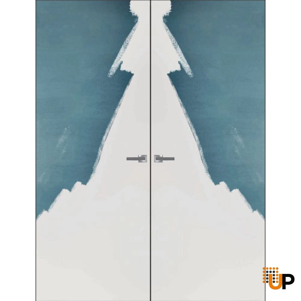 Double solid wood with honeycomb swing modern interior hidden door | Planum 0010 Primed | 64 x 84 (2* 32x84) photo#2