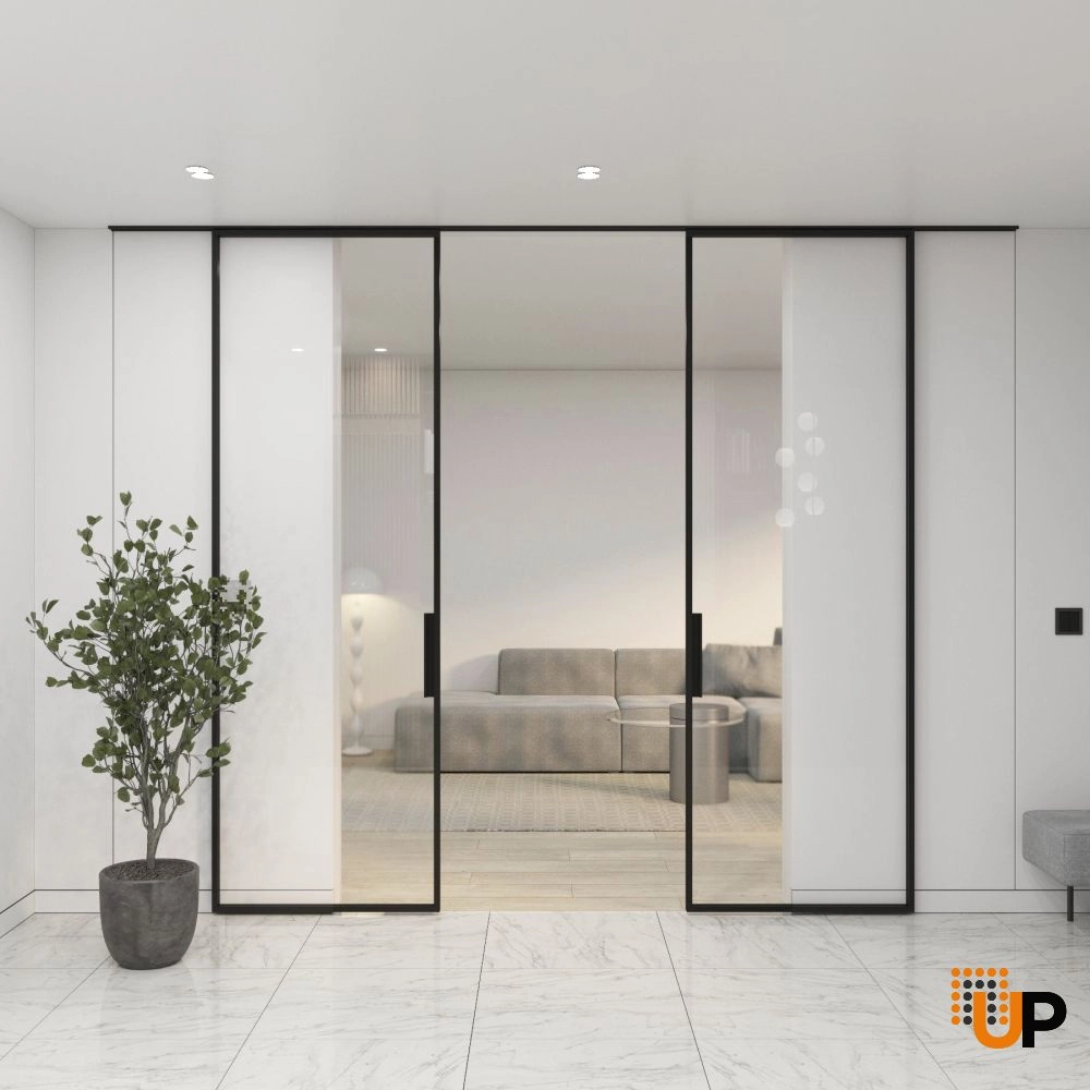 Lumo 1800 interior hidden barn double door 84x96 (2* 42x96) black aluminum Photo #2