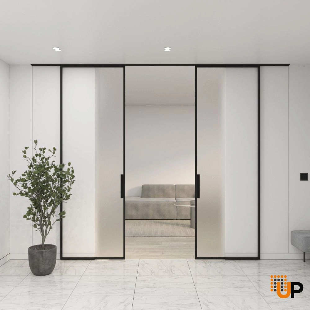 Lumo 1900 interior hidden barn double door 60x84 (2* 30x84) black aluminum Photo #2