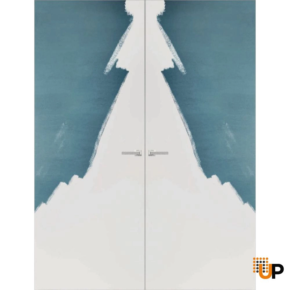 Double solid wood with honeycomb swing modern interior hidden door | Planum 0010 Primed | 56 x 80 (2* 28x80) photo#2