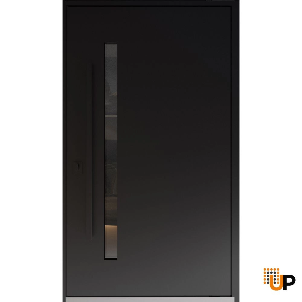 Modern steel exterior pivot door with tinted clear-mirrored glass | Axis 1133 Brown | 68 x 108 inch photo#3