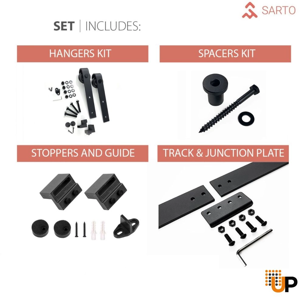 6.6FT Barn Black Sliding Hardware Kit Track Rail Set photo#2