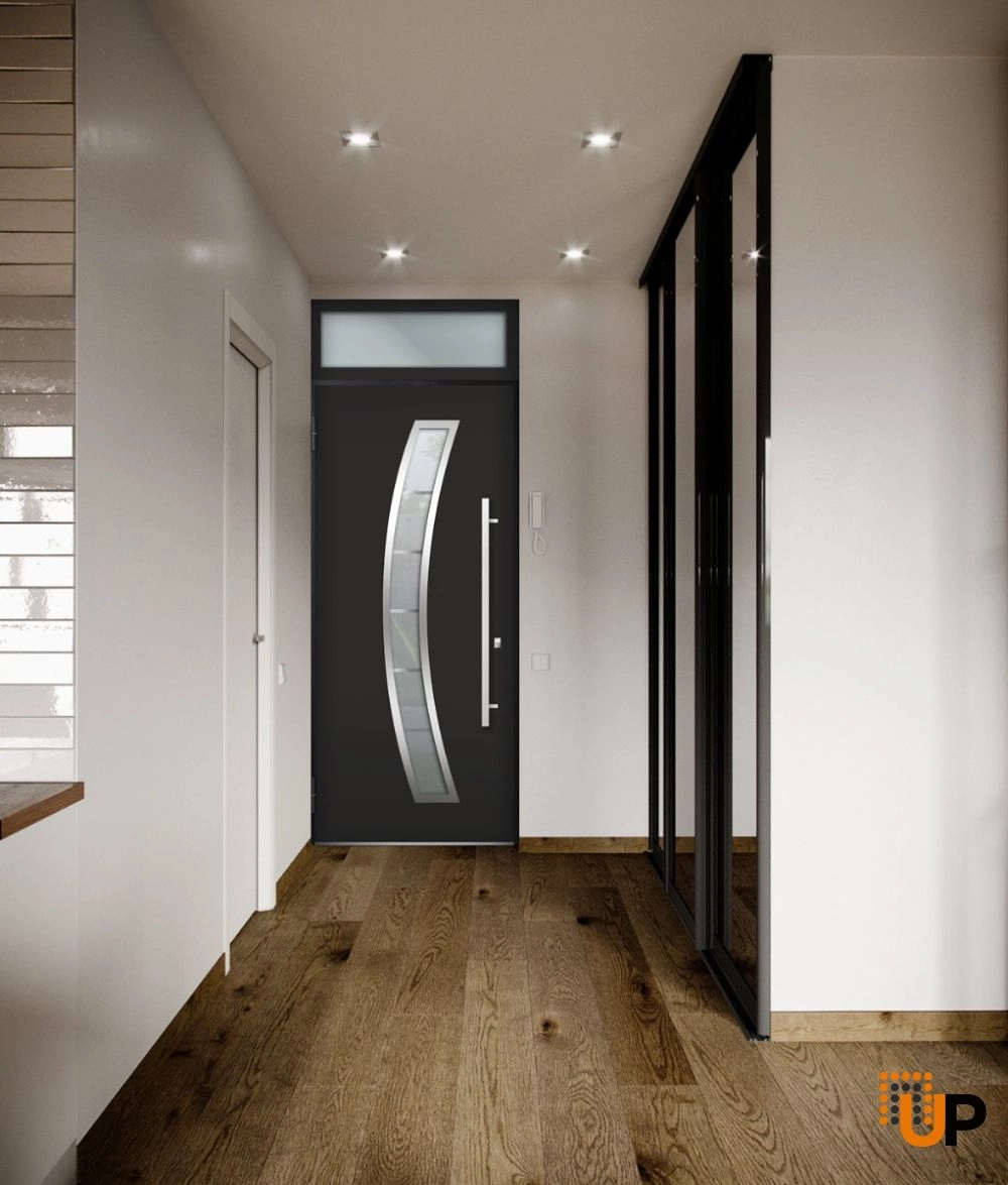 Single swing metal-aluminum modern exterior door with triplex | Deux 6500 Black | 36 x 96 photo#3