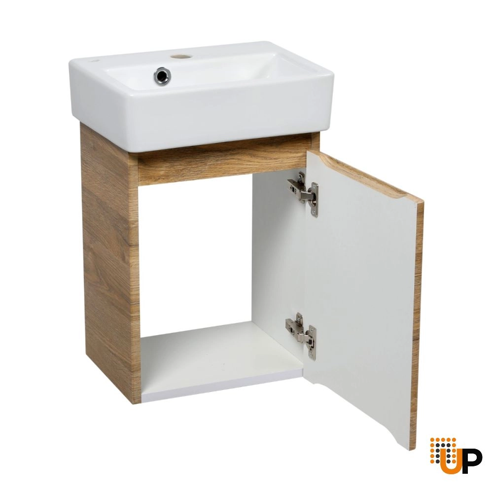 Modern Wall-Mounted Bathroom MINI-Vanity with Washbasin | Comfort Teak Natural Collection | Non-Toxic Fire-Resistant MDF photo#3