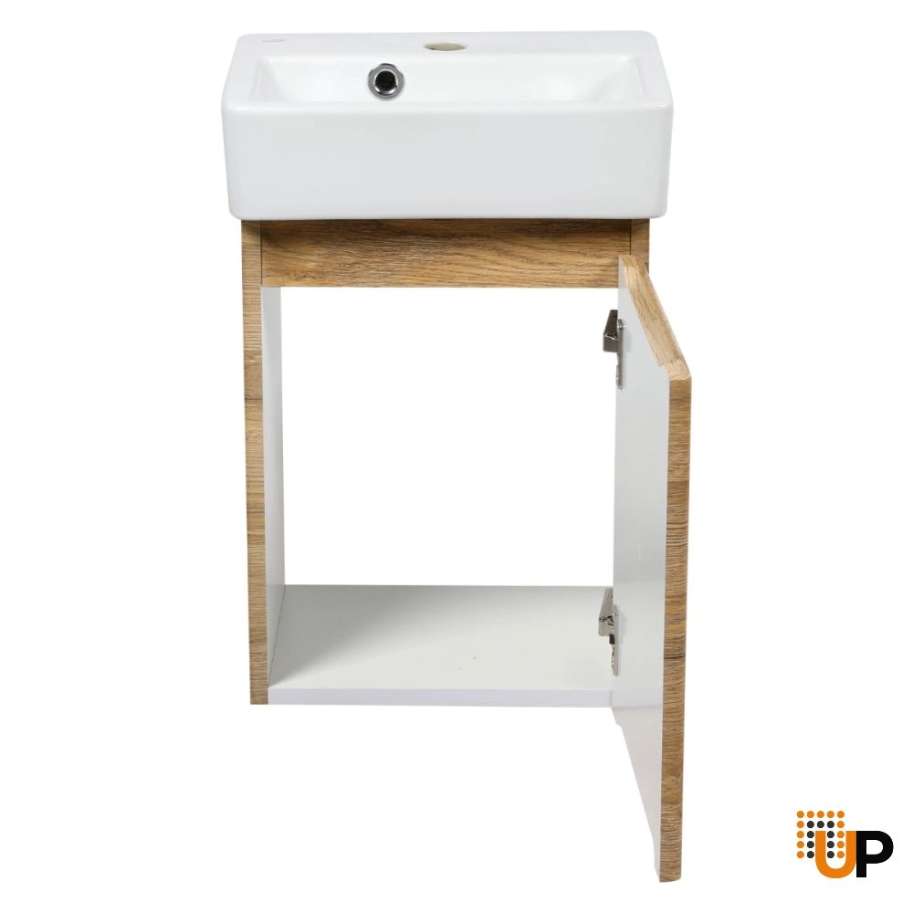 Modern Wall-Mounted Bathroom MINI-Vanity with Washbasin | Comfort Teak Natural Collection | Non-Toxic Fire-Resistant MDF photo#4
