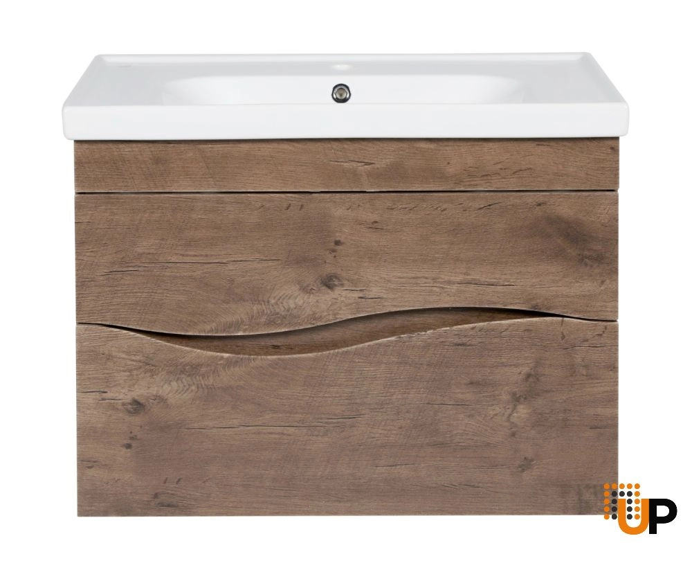 Modern Wall-Mounted Bathroom Vanity with Washbasin | Wave Rosewood Collection | Non-Toxic Fire-Resistant MDF-32" photo#4