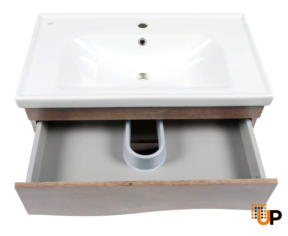 Modern Wall-Mounted Bathroom Vanity with Washbasin | Wave Rosewood Collection | Non-Toxic Fire-Resistant MDF-32" photo#5