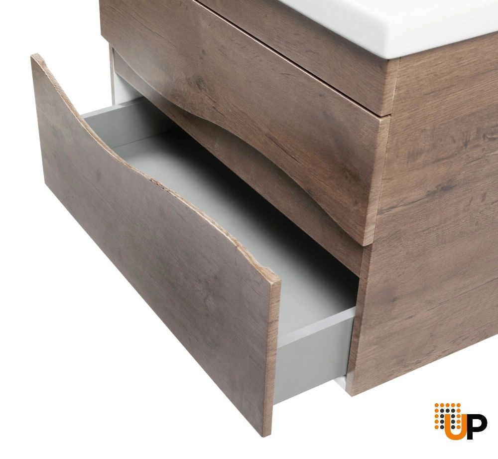 Modern Wall-Mounted Bathroom Vanity with Washbasin | Wave Rosewood Collection | Non-Toxic Fire-Resistant MDF-32" photo#7