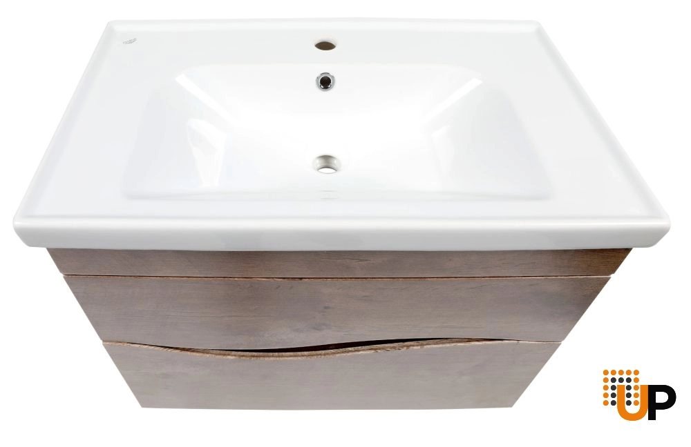 Modern Wall-Mounted Bathroom Vanity with Washbasin | Wave Rosewood Collection | Non-Toxic Fire-Resistant MDF-32" photo#6