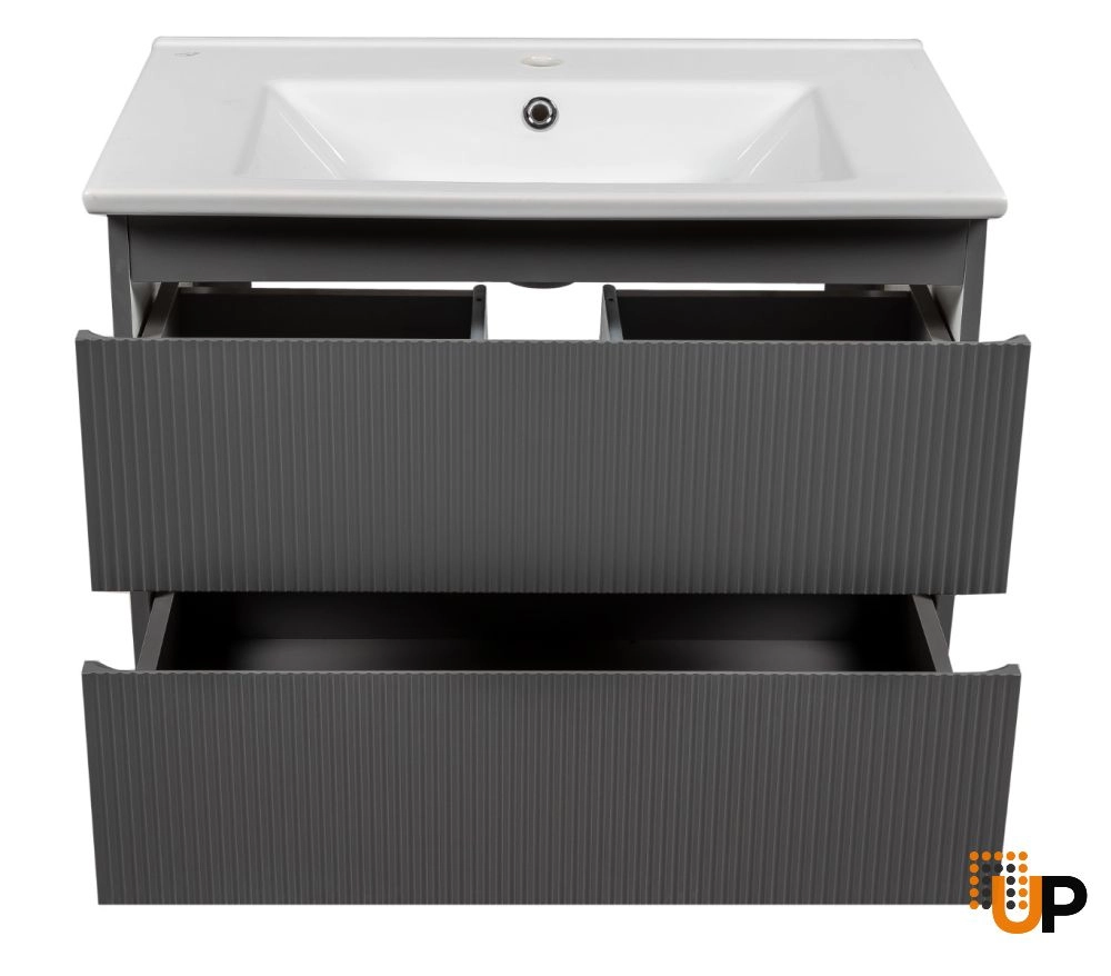Modern Wall-Mount Bathroom Vanity with Washbasin | Edison Gray Matte Collection | Non-Toxic Fire-Resistant MDF photo#4