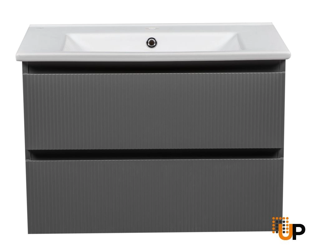 Modern Wall-Mount Bathroom Vanity with Washbasin | Edison Gray Matte Collection | Non-Toxic Fire-Resistant MDF photo#5