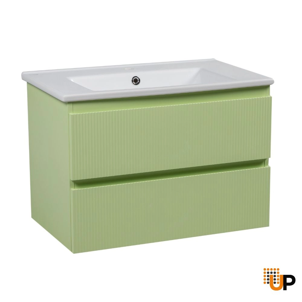 Modern Wall-Mount Bathroom Vanity with Washbasin | Edison Pistachio  Collection | Non-Toxic Fire-Resistant MDF-34" photo#1