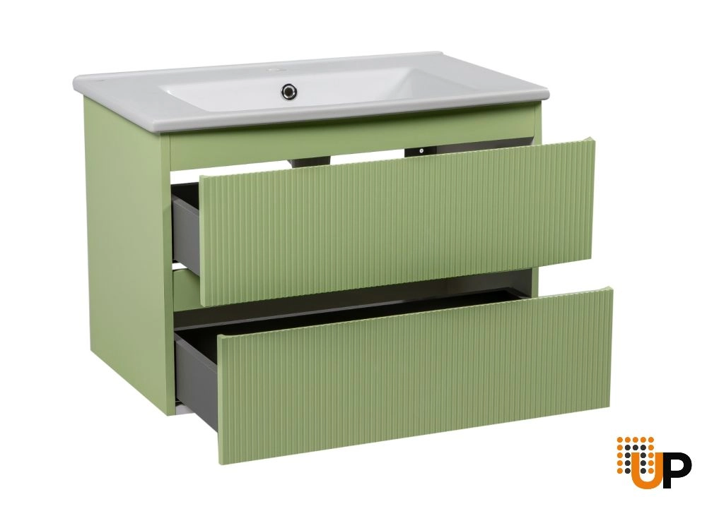 Modern Wall-Mount Bathroom Vanity with Washbasin | Edison Pistachio  Collection | Non-Toxic Fire-Resistant MDF photo#3