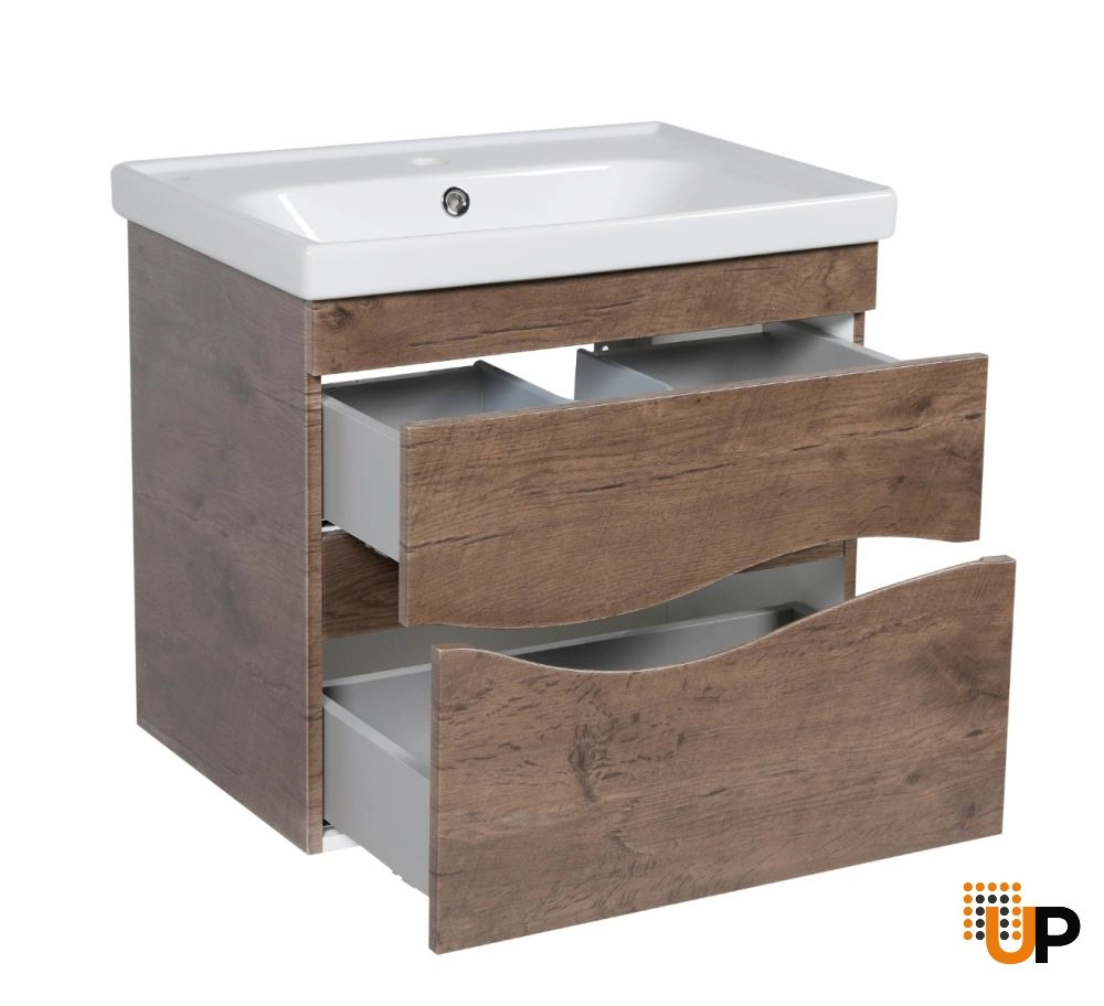 Modern Wall-Mount Bathroom Vanity with Washbasin | Wave Rosewood Collection | Non-Toxic Fire-Resistant MDF-26" photo#3