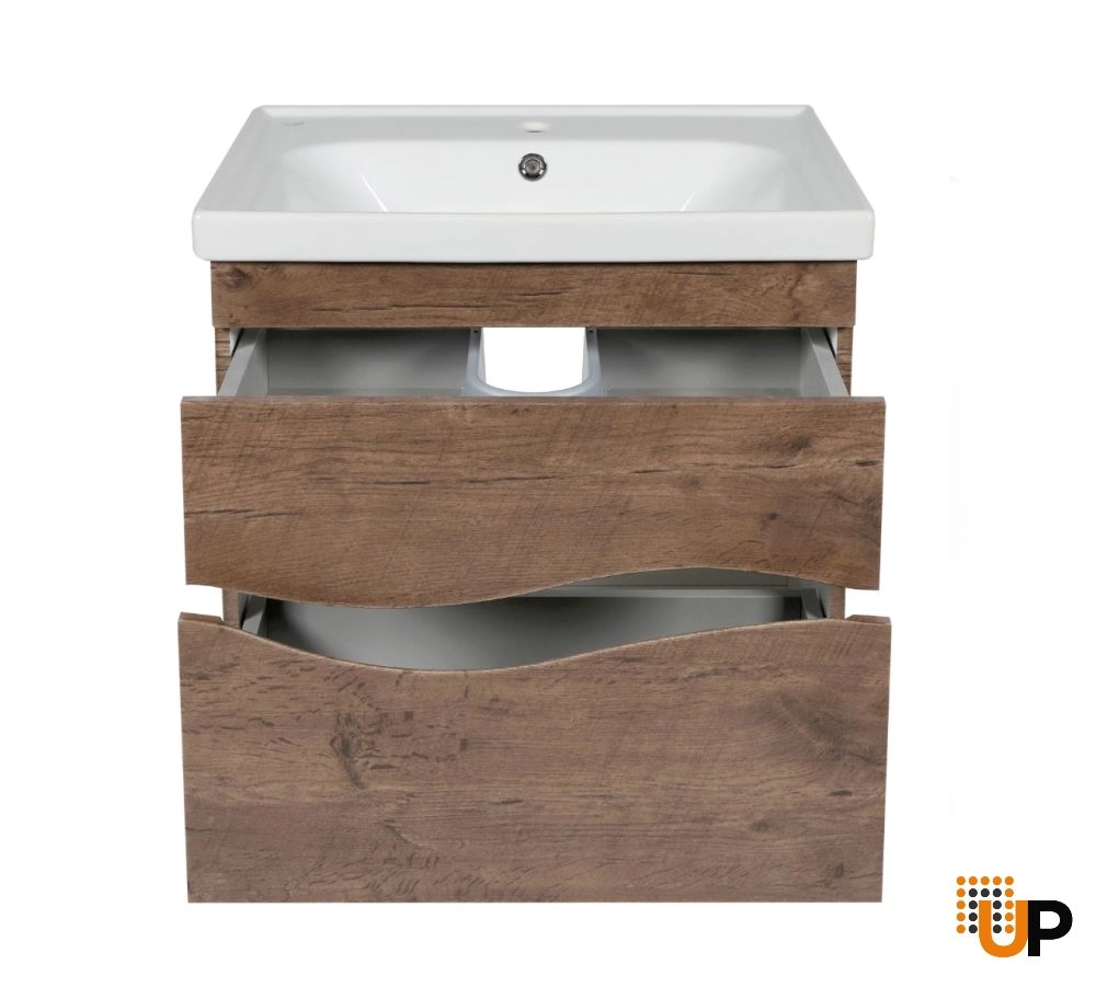 Modern Wall-Mount Bathroom Vanity with Washbasin | Wave Rosewood Collection | Non-Toxic Fire-Resistant MDF-26" photo#4