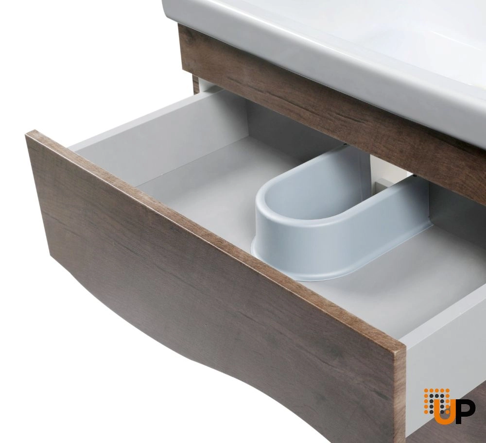 Modern Wall-Mount Bathroom Vanity with Washbasin | Wave Rosewood Collection | Non-Toxic Fire-Resistant MDF-26" photo#5