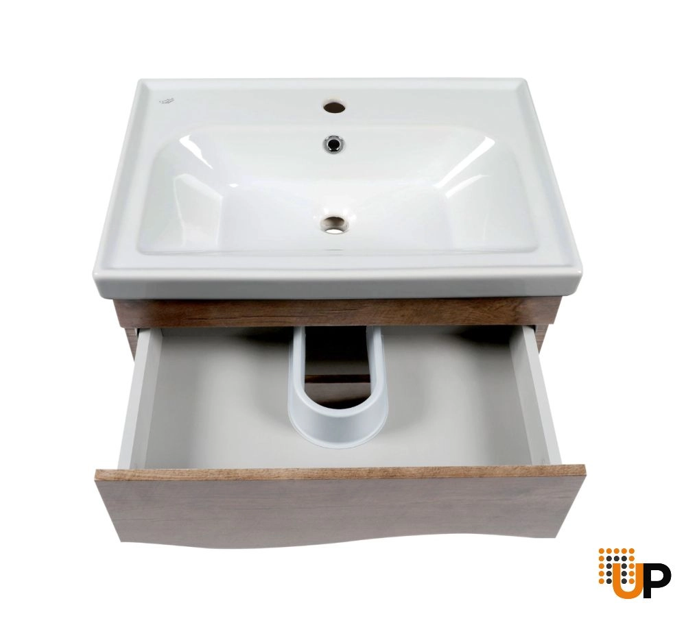 Modern Wall-Mount Bathroom Vanity with Washbasin | Wave Rosewood Collection | Non-Toxic Fire-Resistant MDF-26" photo#6