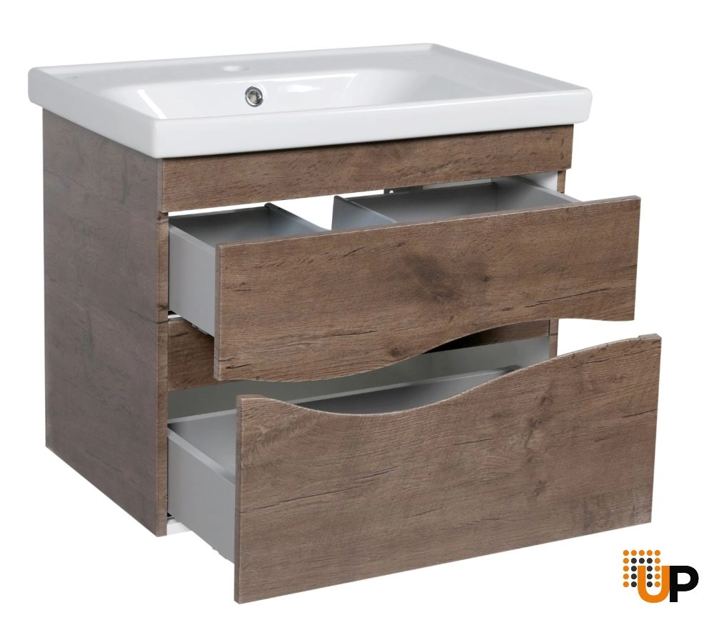 Modern Wall-Mounted Bathroom Vanity with Washbasin | Wave Rosewood Collection | Non-Toxic Fire-Resistant MDF-28" photo#3