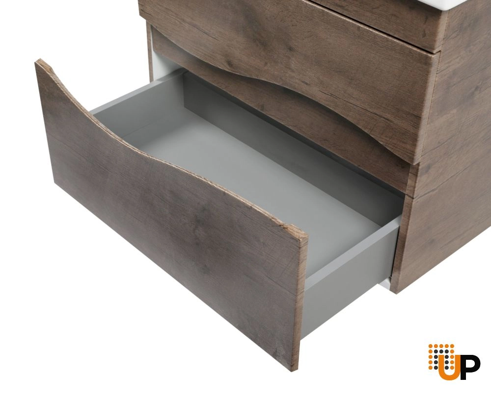 Modern Wall-Mounted Bathroom Vanity with Washbasin | Wave Rosewood Collection | Non-Toxic Fire-Resistant MDF-28" photo#6