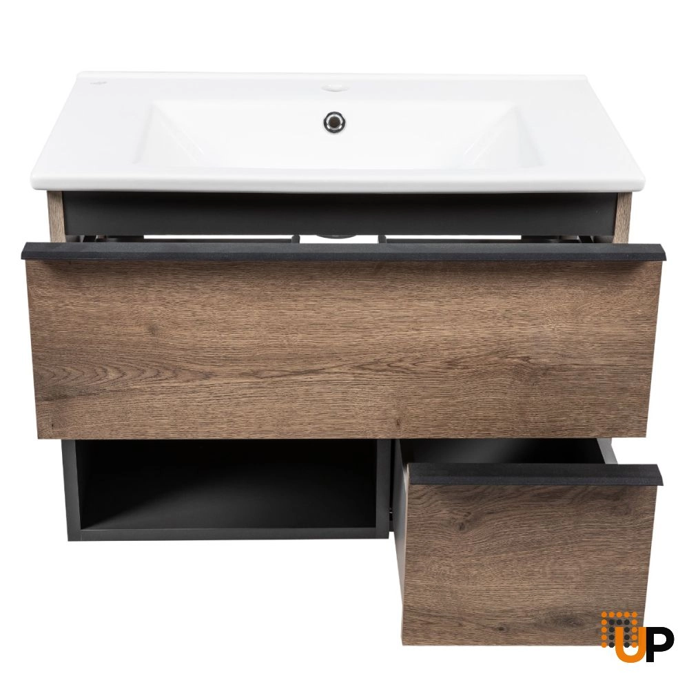 Modern Wall-Mount Bathroom Vanity with Washbasin | Monroe Antracite Alicante Collection | Non-Toxic Fire-Resistant MDF photo#4