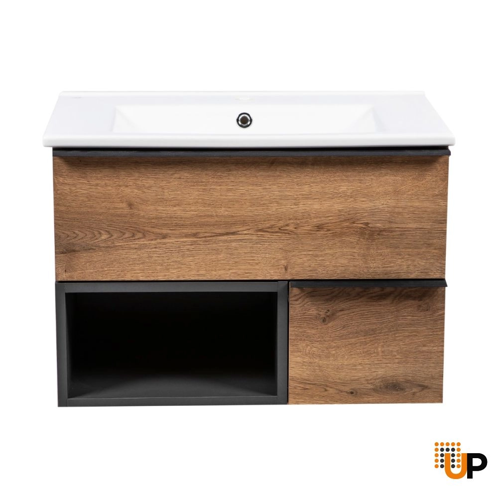 Modern Wall-Mount Bathroom Vanity with Washbasin | Monroe Antracite Alicante Collection | Non-Toxic Fire-Resistant MDF photo#5