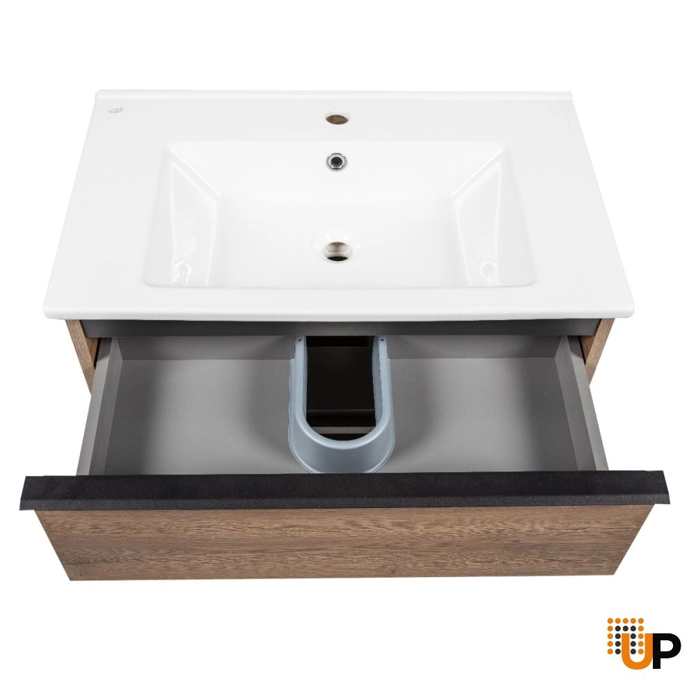 Modern Wall-Mount Bathroom Vanity with Washbasin | Monroe Antracite Alicante Collection | Non-Toxic Fire-Resistant MDF photo#6