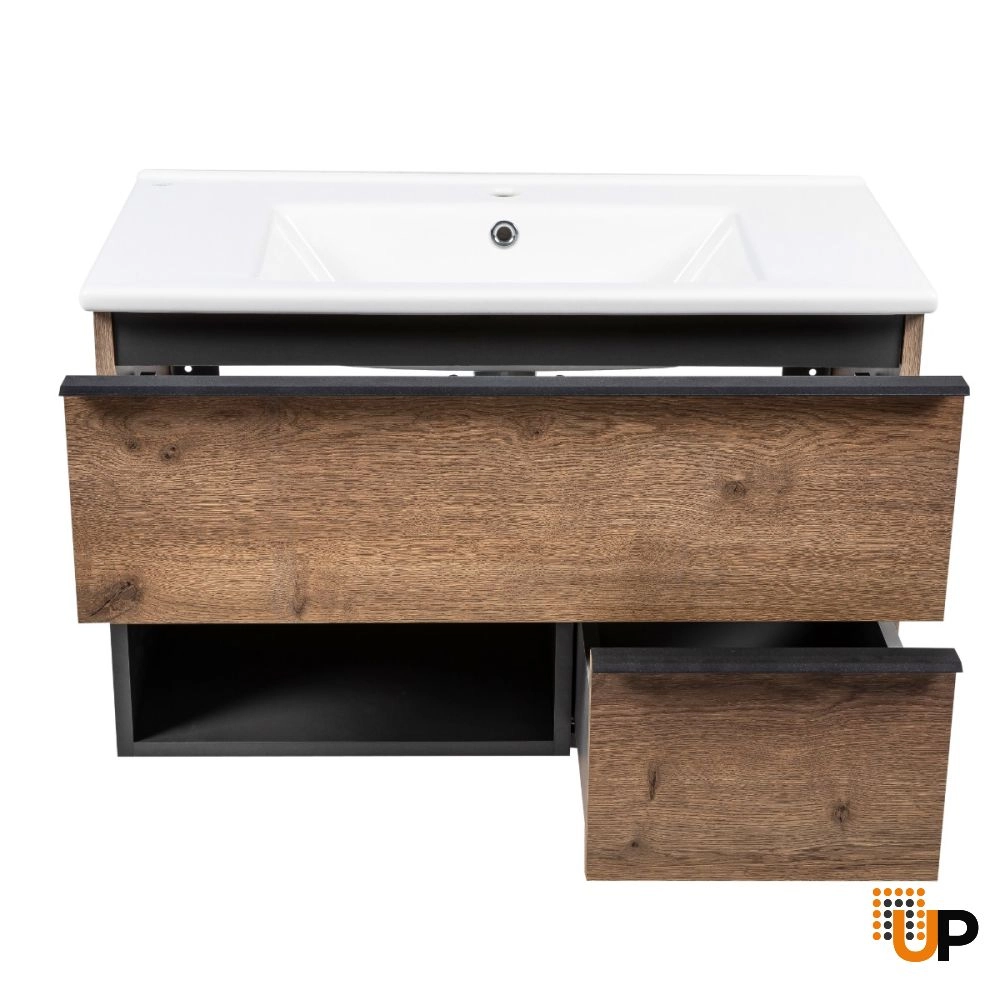 Modern Wall-Mount Bathroom Vanity with Washbasin | Monroe Antracite Alicante Collection | Non-Toxic Fire-Resistant MDF-34" photo#4