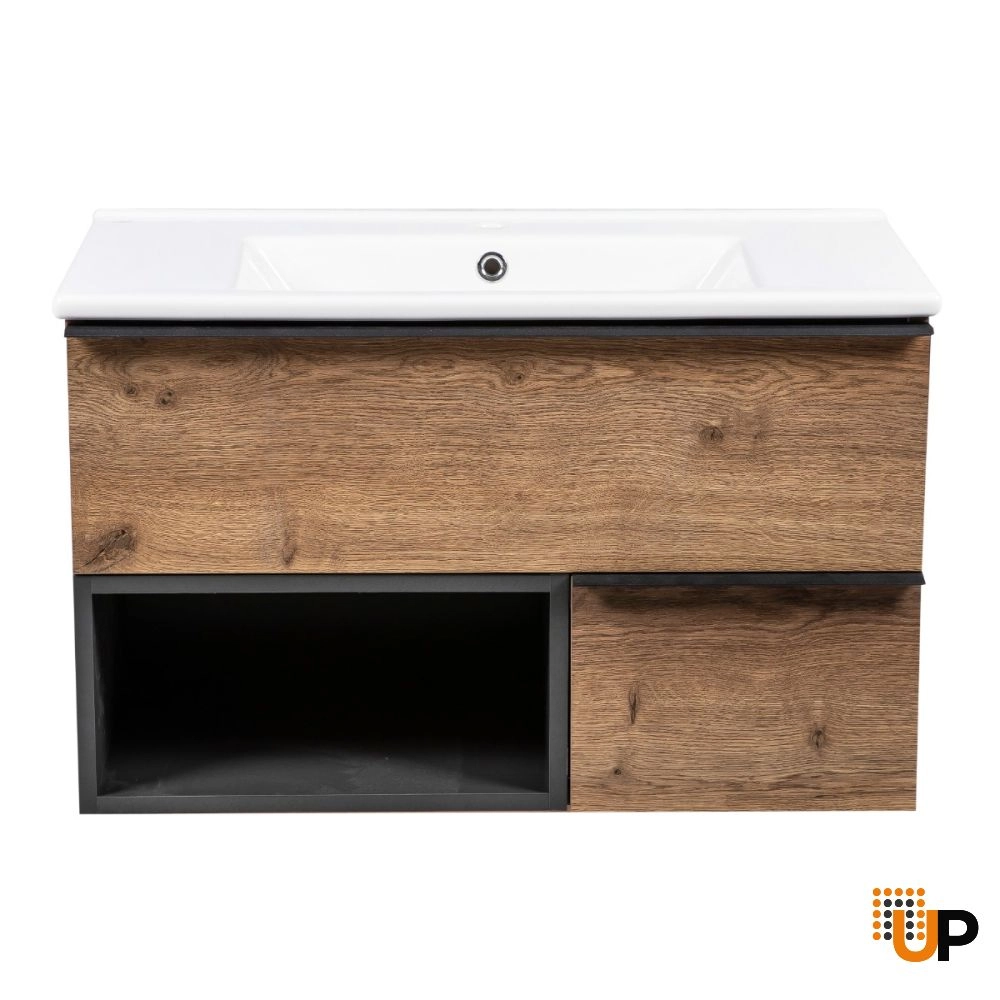 Modern Wall-Mount Bathroom Vanity with Washbasin | Monroe Antracite Alicante Collection | Non-Toxic Fire-Resistant MDF-34" photo#5
