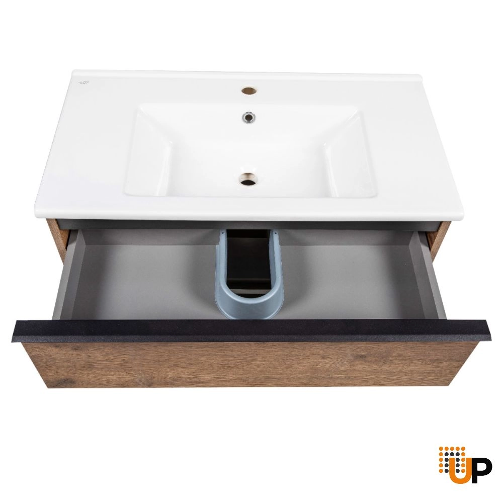 Modern Wall-Mount Bathroom Vanity with Washbasin | Monroe Antracite Alicante Collection | Non-Toxic Fire-Resistant MDF-34" photo#6
