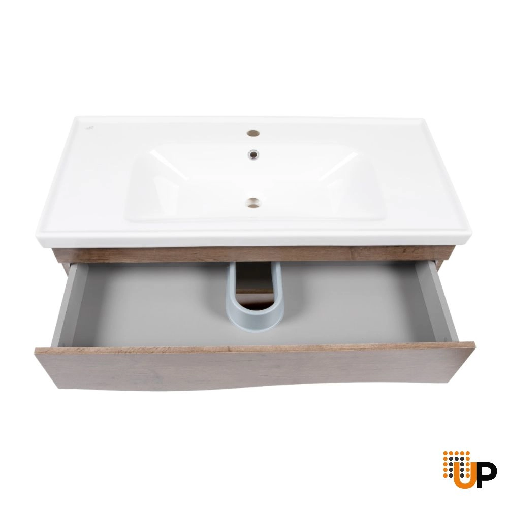Modern Wall-Mounted Bathroom Vanity with Washbasin | Wave Rosewood Collection | Non-Toxic Fire-Resistant MDF-40" photo#4