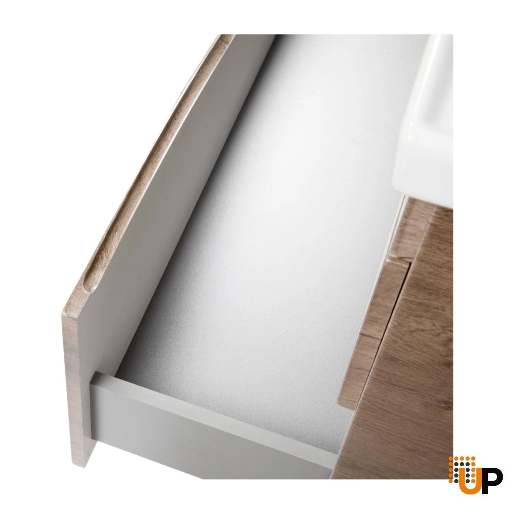 Modern Wall-Mounted Bathroom Vanity with Washbasin | Wave Rosewood Collection | Non-Toxic Fire-Resistant MDF-40" photo#6