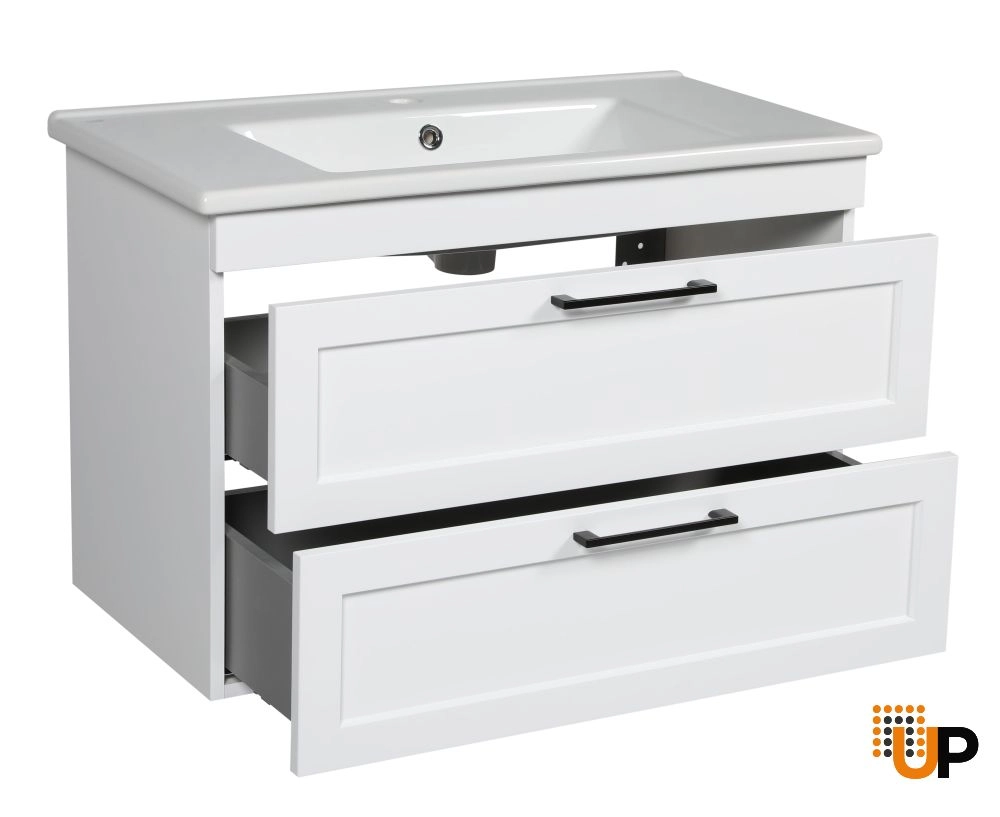 Modern Wall-Mounted Bathroom Vanity with Washbasin | Palm Beach White Matte Collection | Non-Toxic Fire-Resistant MDF-30" photo#4