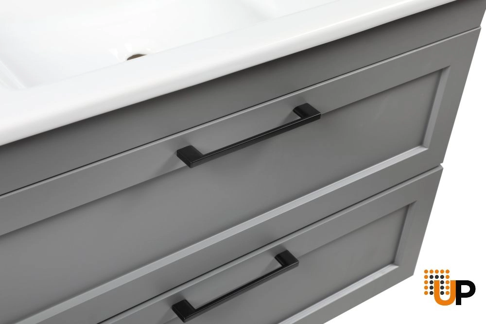 Modern Wall-Mount Bathroom Vanity with Washbasin | Palm Beach Gray Matte Collection | Non-Toxic Fire-Resistant MDF-26" photo#6