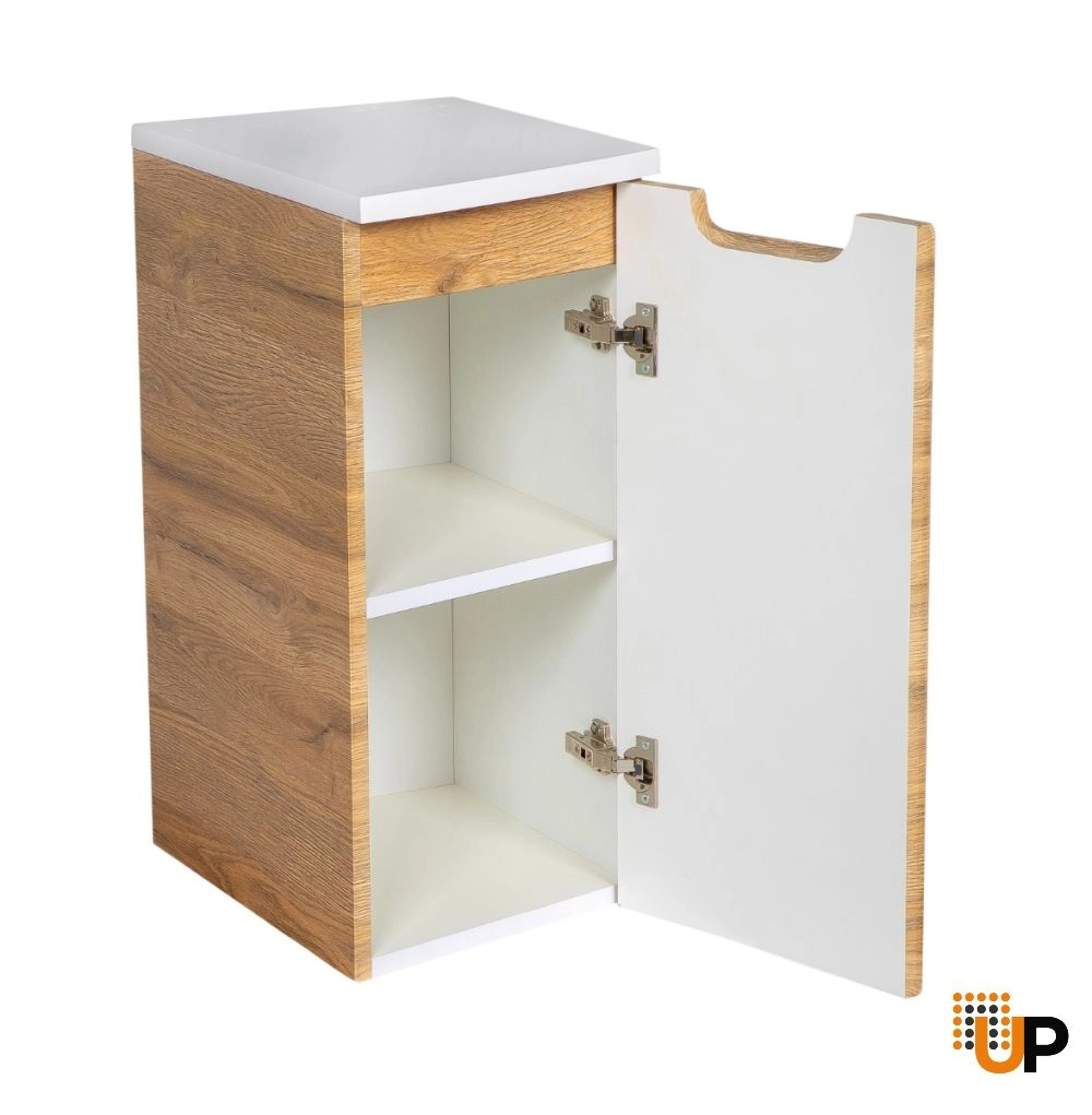 Side Vanity Cabinet Delux Collection Teak Natural Color 12" - Left photo#2