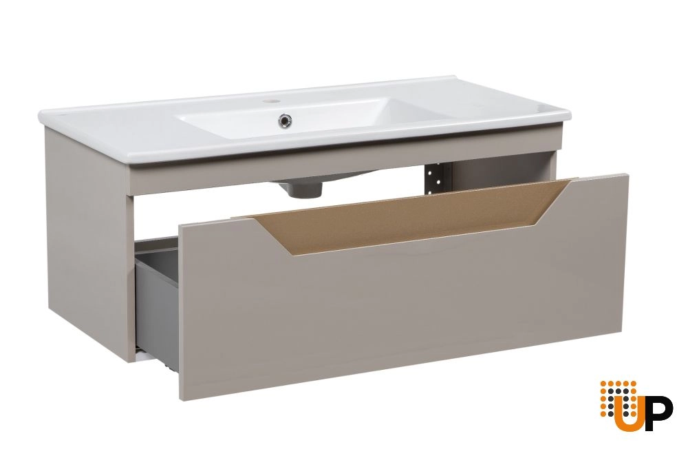 Modern Wall-Mount Bathroom Vanity with Washbasin | Troy Mocha  Collection | Non-Toxic Fire-Resistant MDF-40" photo#3