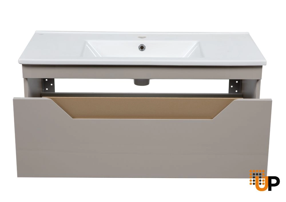 Modern Wall-Mount Bathroom Vanity with Washbasin | Troy Mocha  Collection | Non-Toxic Fire-Resistant MDF-40" photo#4