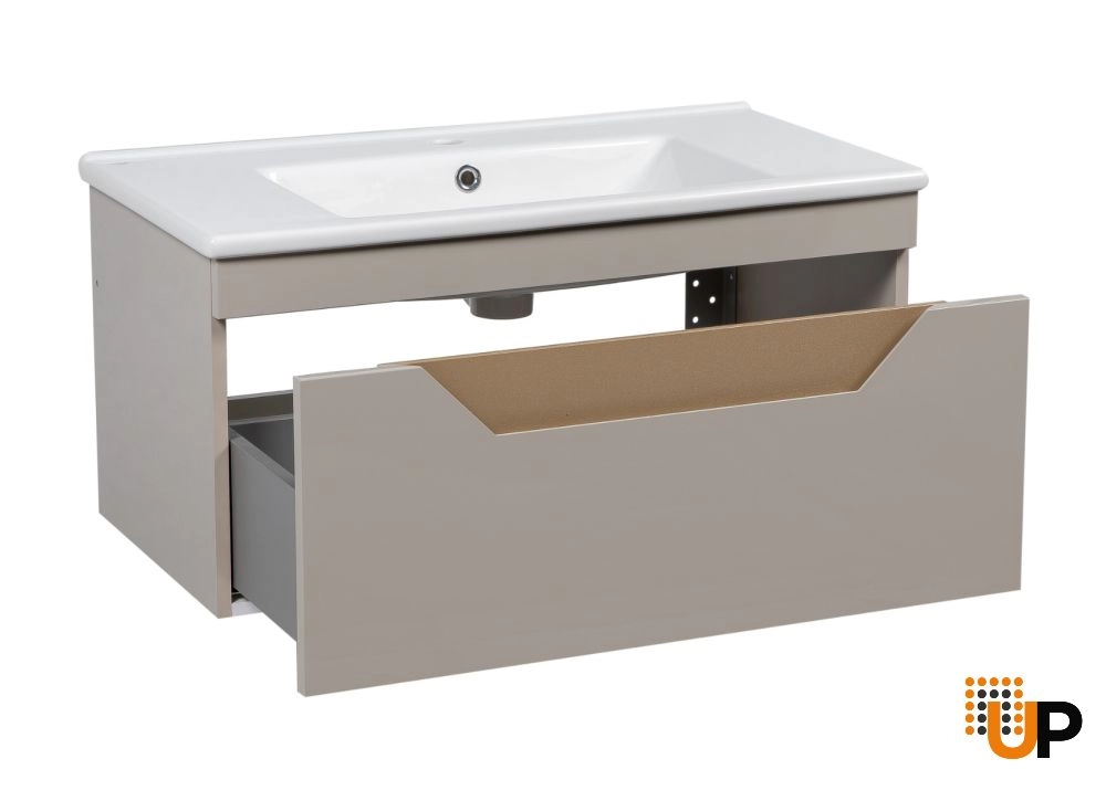 Modern Wall-Mount Bathroom Vanity with Washbasin | Troy Mocha  Collection | Non-Toxic Fire-Resistant MDF-34" photo#3