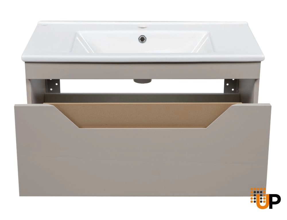 Modern Wall-Mount Bathroom Vanity with Washbasin | Troy Mocha  Collection | Non-Toxic Fire-Resistant MDF-34" photo#4
